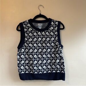 Navy and White Pattern Sweater Vest